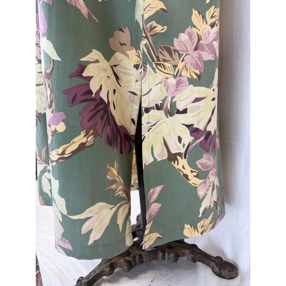 Vintage Y2K NEXX Green Floral Silk Sleeveless Sheath Maxi Dress XL #5-0188 - Picture 6 of 9
